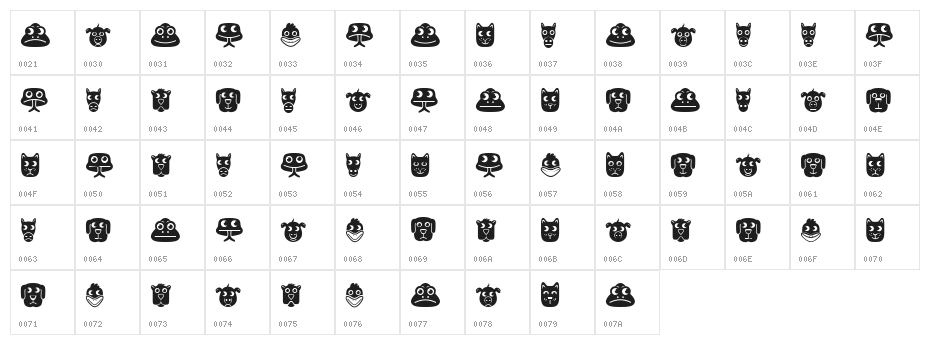 Animales Regular Character Map