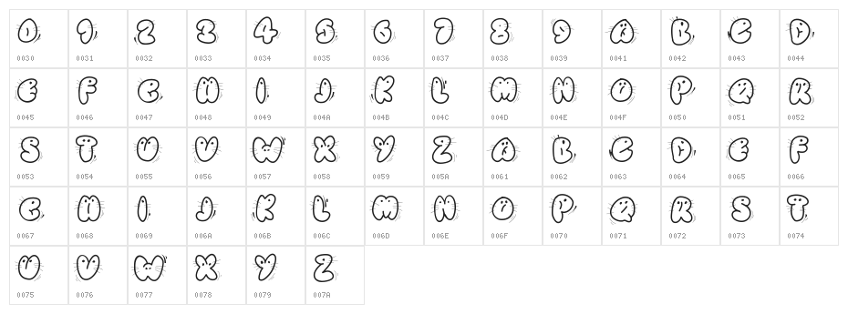 Animaletters Character Map