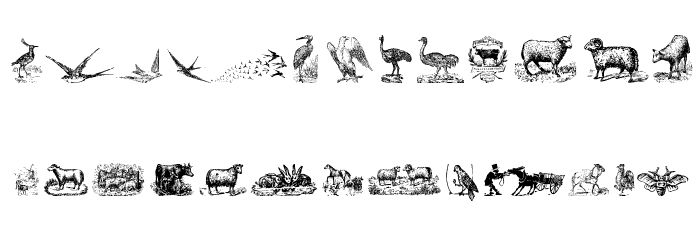 Animals Old Cuts Two Font LOWERCASE