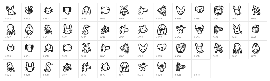 Animals Regular Character Map
