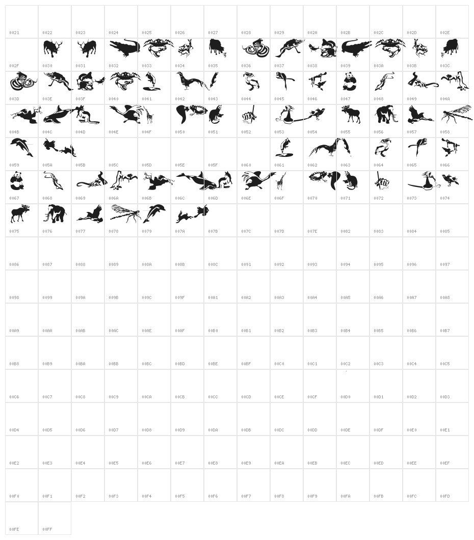 AnimalsPrey-2006 Character Map