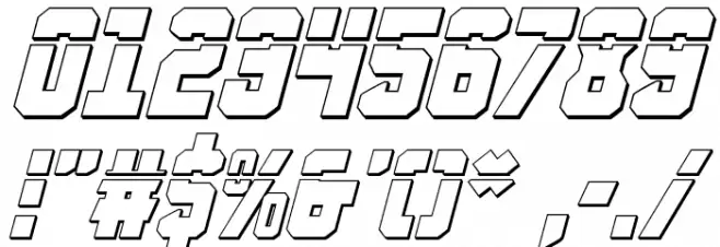 Anitlles Laser 3D Italic Font OTHER CHARS