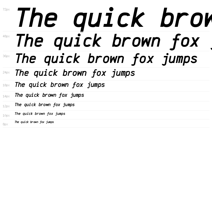 Anka/Coder Condensed Bold Italic Waterfall