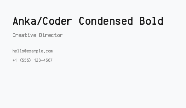 Anka/Coder Condensed Bold Business Card