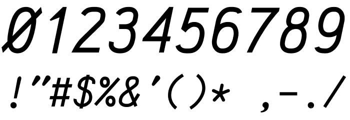 Anka/Coder Condensed Italic Font OTHER CHARS
