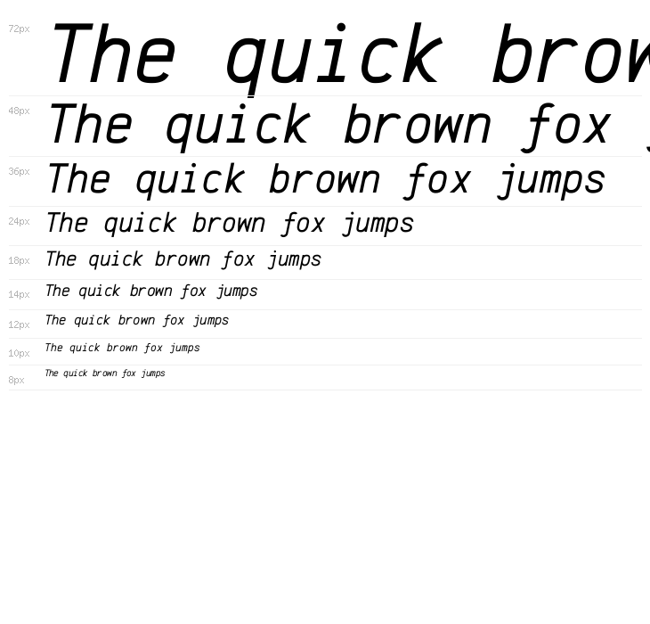 Anka/Coder Condensed Italic Waterfall