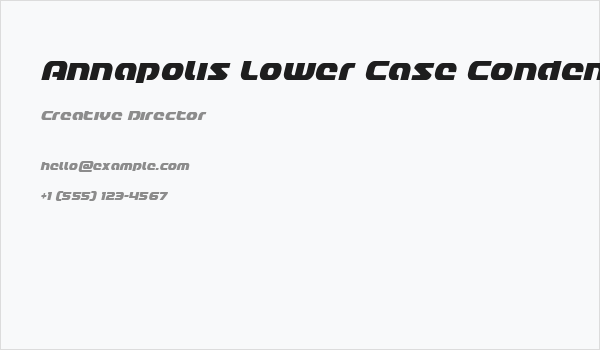 Annapolis Lower Case Condensed Italic Business Card