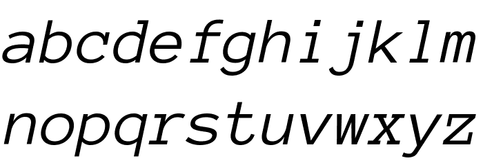 Anonymous Pro Italic Font LOWERCASE