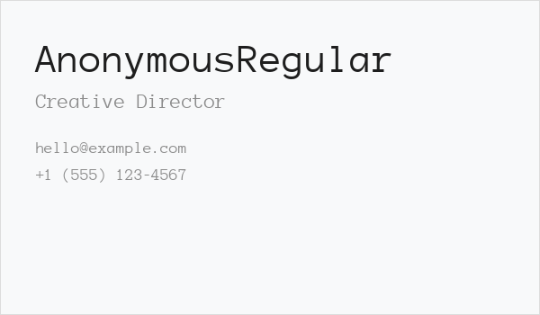 AnonymousRegular Business Card
