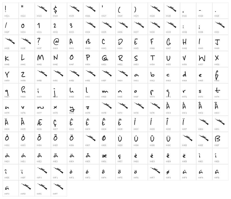 Another Monday DEMO Regular Character Map