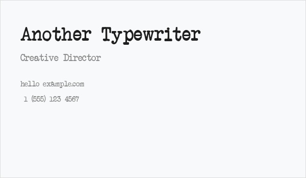 Another Typewriter Business Card