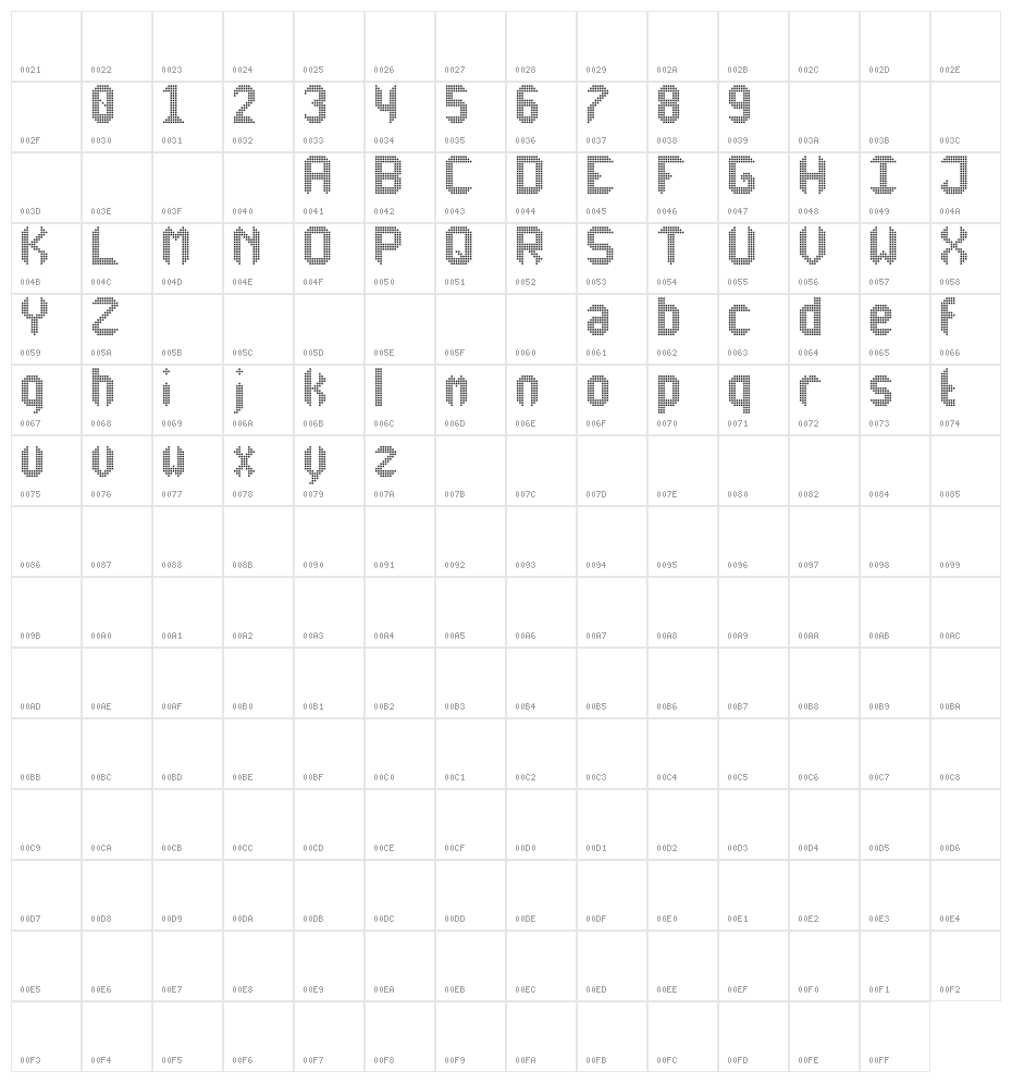 Another X Display tfb Character Map
