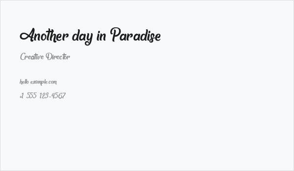 Another day in Paradise Business Card