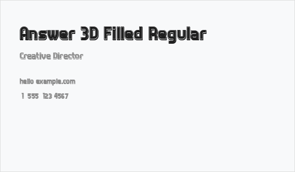 Answer 3D Filled Regular Business Card