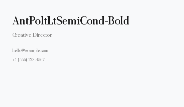 AntPoltLtSemiCond-Bold Business Card