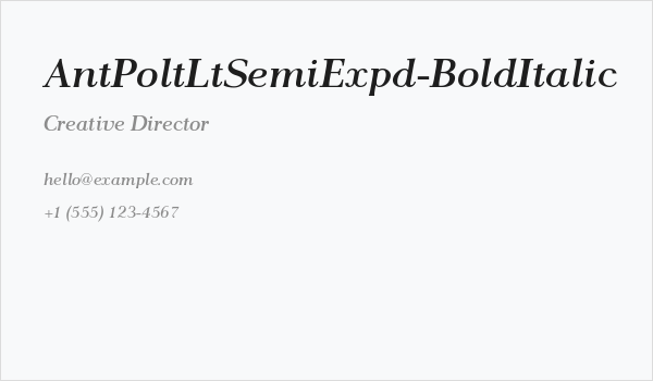 AntPoltLtSemiExpd-BoldItalic Business Card