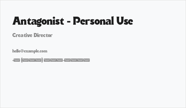 Antagonist - Personal Use Business Card