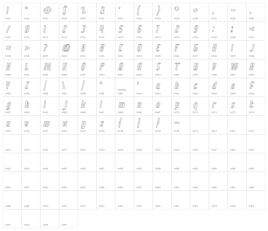 Antelope Run-Hollow Character Map