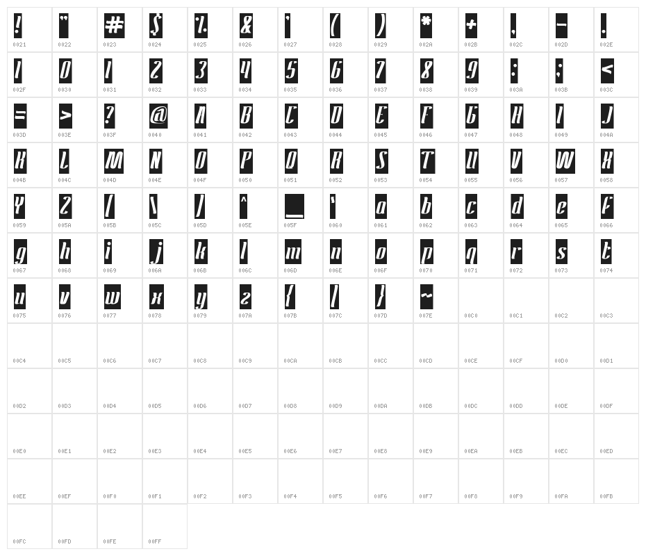 Antelope Run-Inverse Character Map
