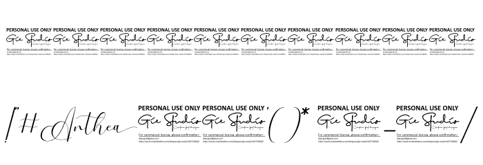 Anthea Personal Use ONLY Font OTHER CHARS