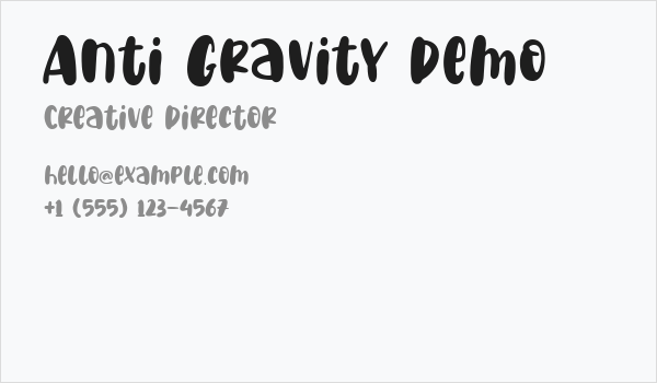 Anti Gravity Demo Business Card