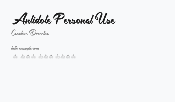 Antidote Personal Use  Business Card