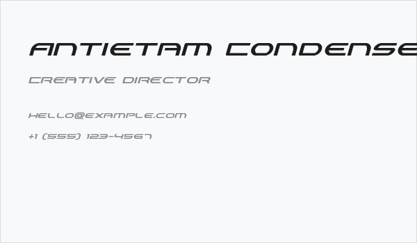 Antietam Condensed Italic Business Card
