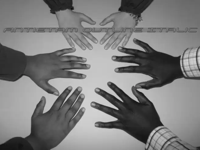 Antietam Outline Italic Font examples