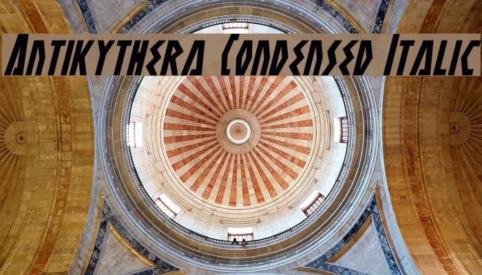 Antikythera Condensed Italic Font examples