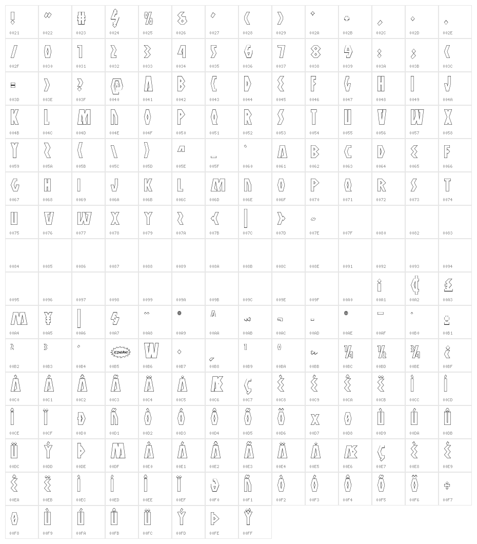 Antikythera Outline Regular Character Map