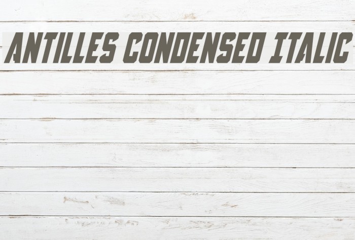 Antilles Condensed Italic Example 3