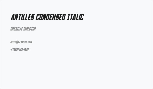 Antilles Condensed Italic Business Card