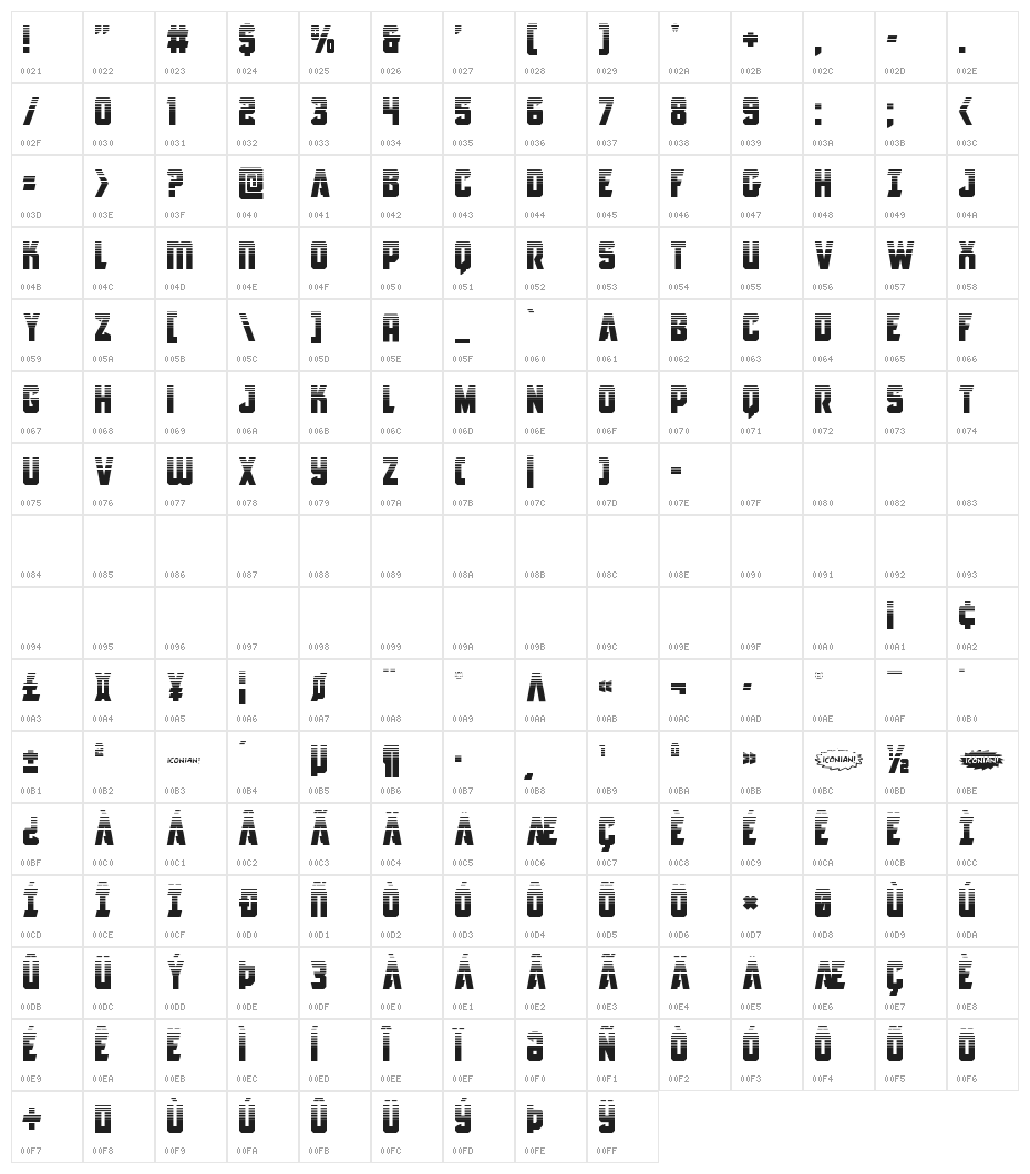 Antilles Halftone Character Map