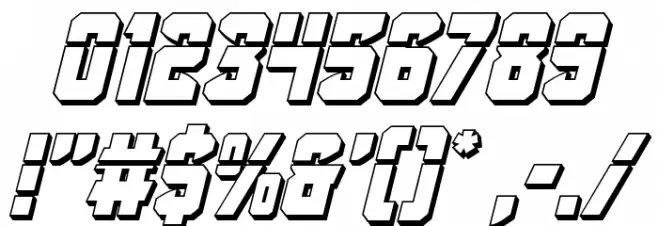 Antilles Laser 3D Italic Font OTHER CHARS