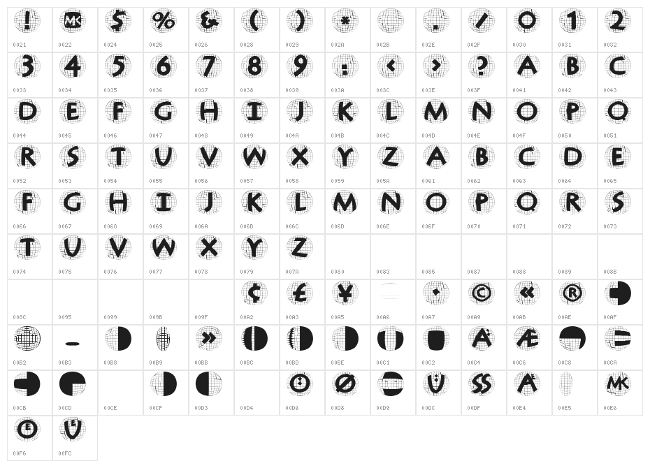 AntiquaInGridBalloons Character Map