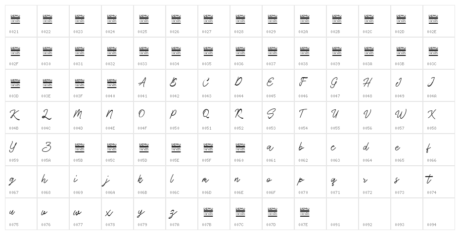 Antique Demo Character Map