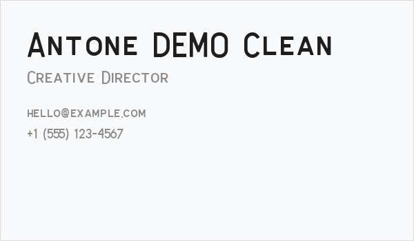 Antone DEMO Clean Business Card