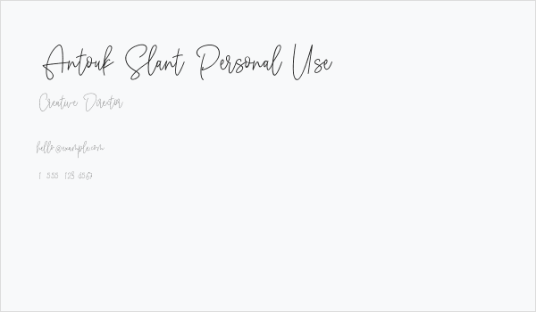Antouk Slant Personal Use Business Card