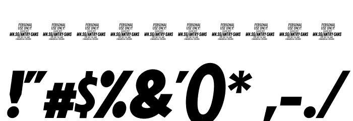 Antry Sans PERSONAL USE ONLY Italic Font OTHER CHARS