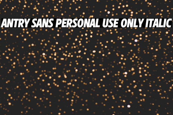 Antry Sans PERSONAL USE ONLY Italic Example 2