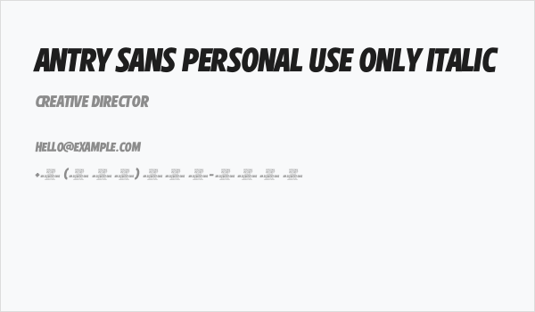 Antry Sans PERSONAL USE ONLY Italic Business Card