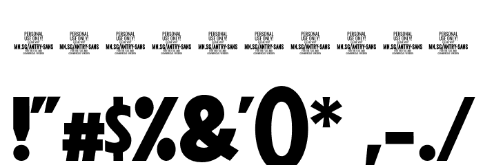 Antry Sans PERSONAL USE ONLY Regular Font OTHER CHARS