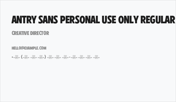 Antry Sans PERSONAL USE ONLY Regular Business Card