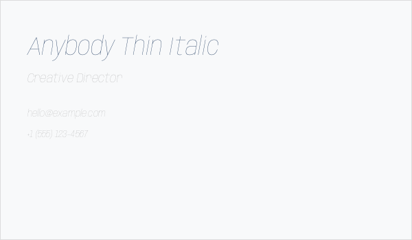 Anybody Thin Italic Business Card