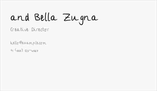 and Bella Zugna Business Card