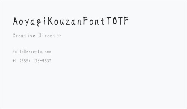 AoyagiKouzanFontTOTF Business Card