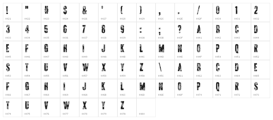 AP Applique Stitched Character Map