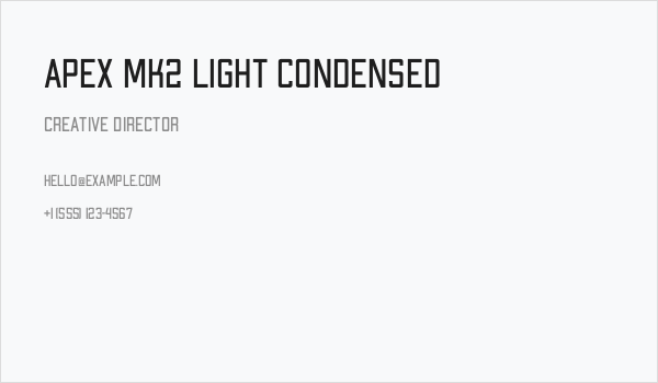 Apex Mk2 Light Condensed Business Card