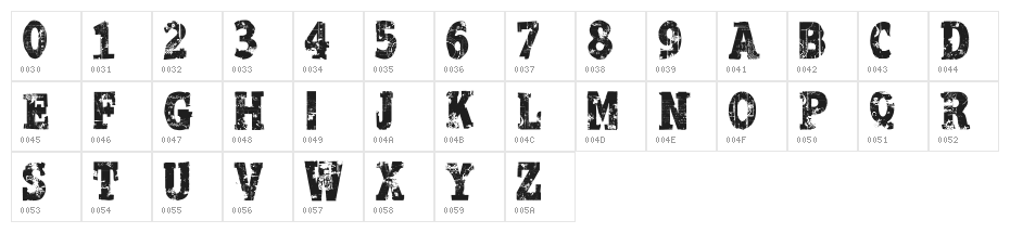 Apocalypse Regular Character Map