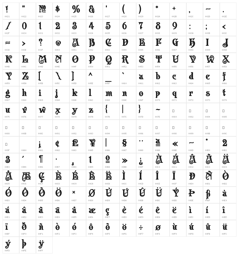 Apollo ASM Regular Character Map